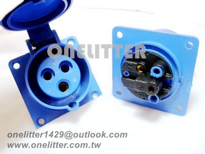 埋入式直插座2P+E 16A 220V 藍色(313)